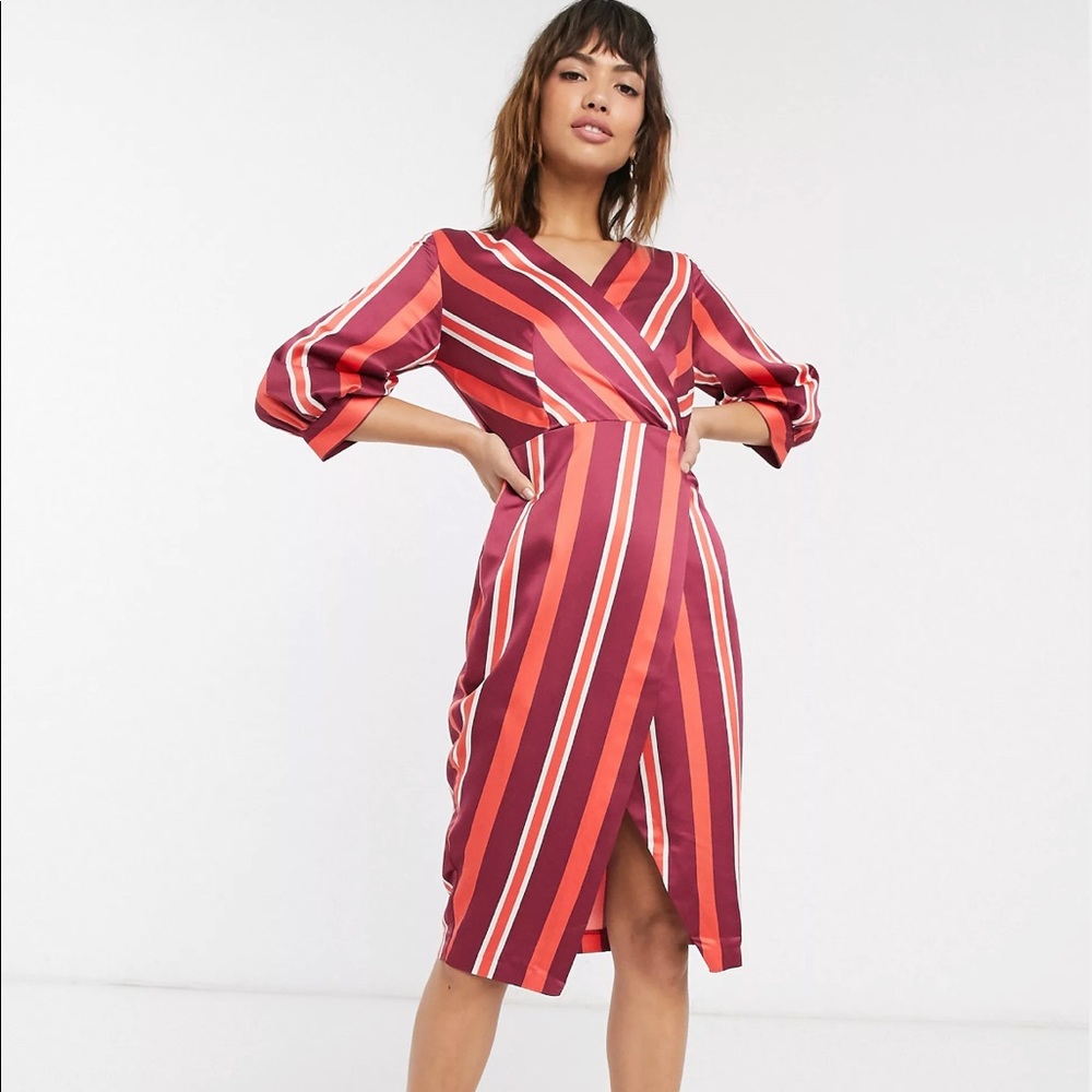 Closet London Puff Sleeve Wrap Dress US Size 12 NWT